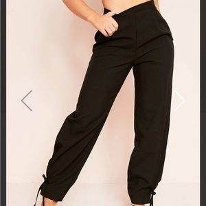 Missy Empire Black Pleated Tie Hem Trousers